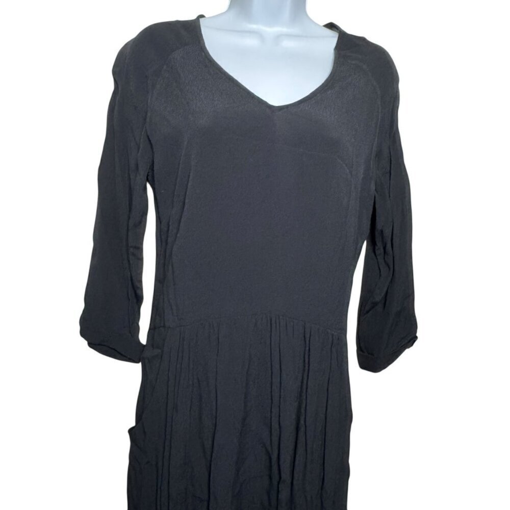 Garnet Hill black dress  v-neck viscose loose relaxed fit lagenlook size 6 - Picture 3 of 8